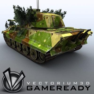 3D Model of Game Ready Low Poly King Tiger model - 3D Render 1